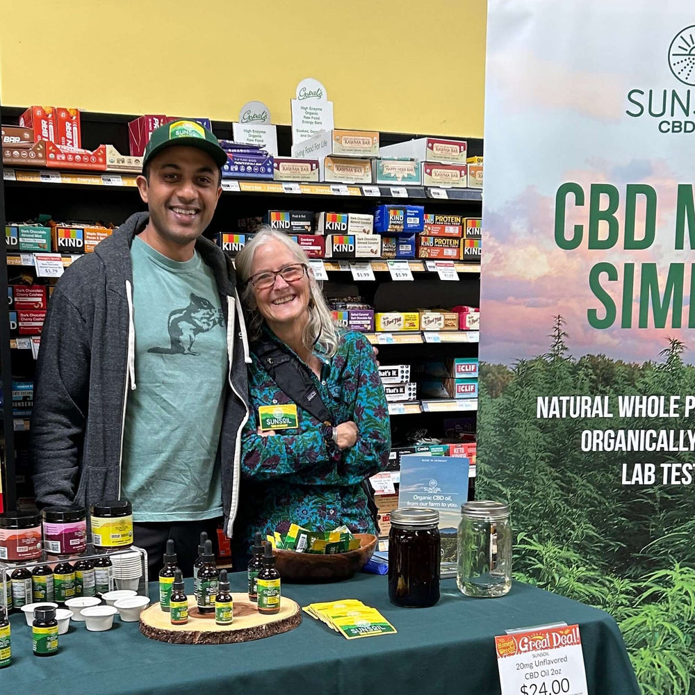 Sunsoil's CEO Bharat and VP of Sales Lucinda at a store demo